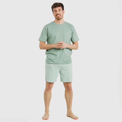 Pijama curto masculino de algodão, verde Olympus francês