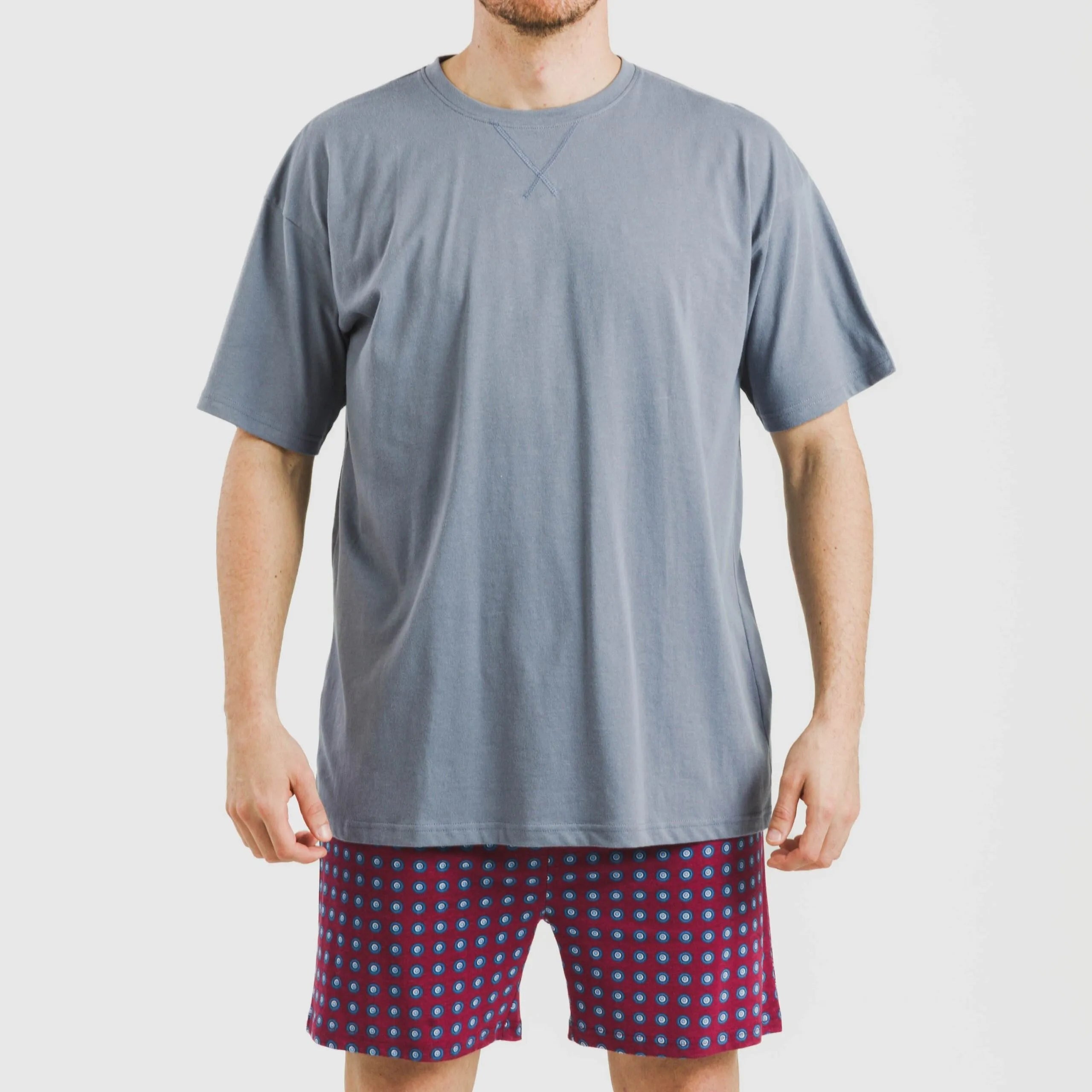 Pijama curto masculino de algodão Gladiolo Indigo