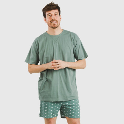 Pijama curto masculino Dawin em algodão verde
