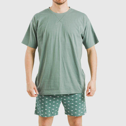 Pijama curto masculino Dawin em algodão verde