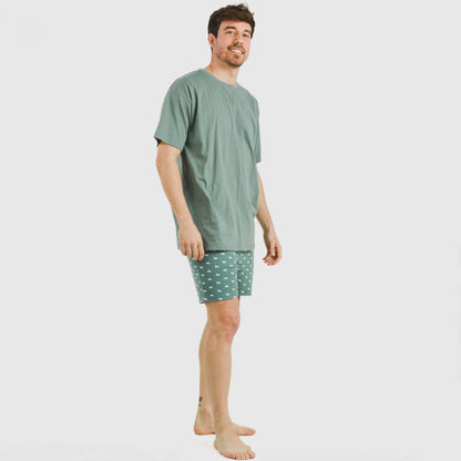 Pijama curto masculino Dawin em algodão verde