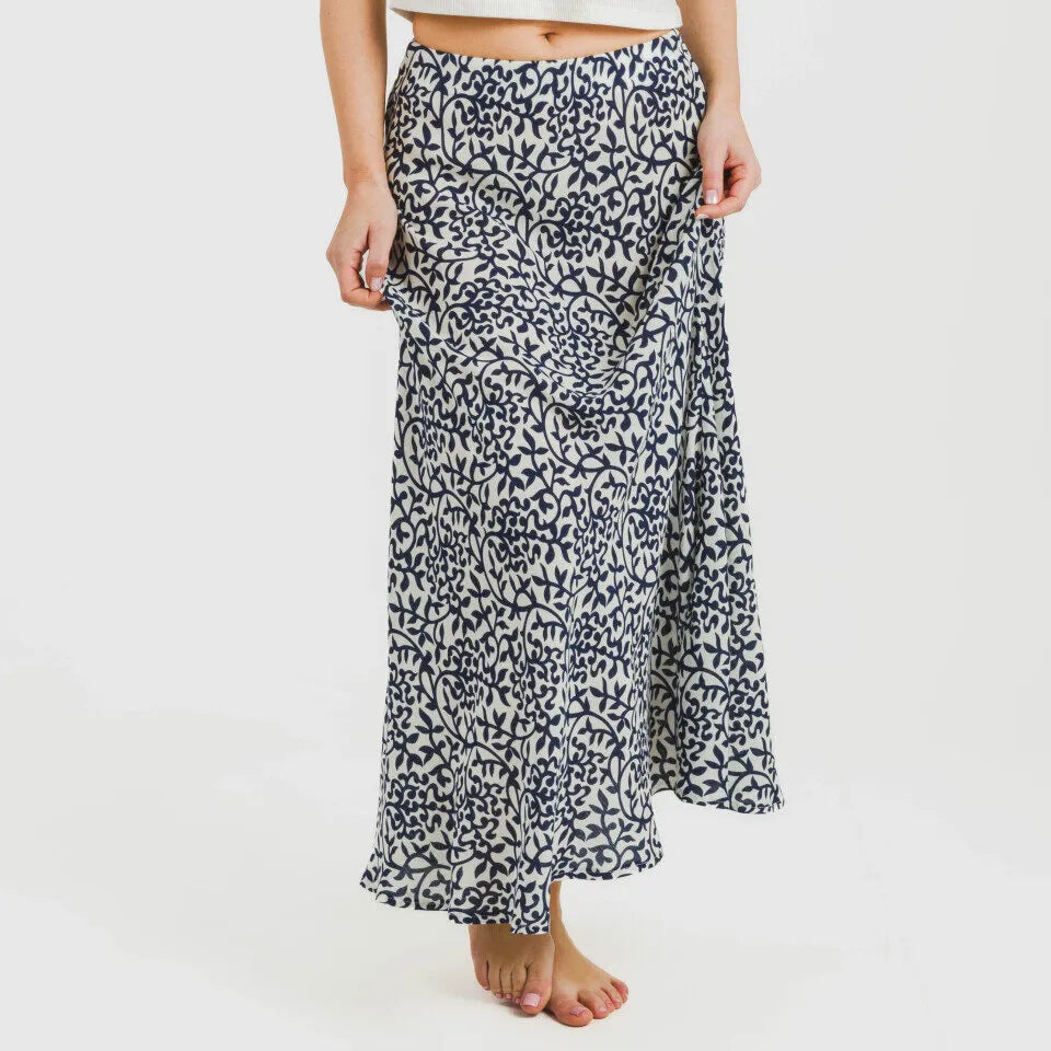 Saia midi de viscose azul Aladero