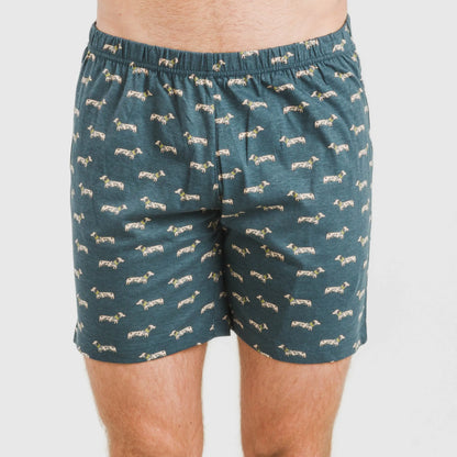 Pijama curto masculino Alexandro em algodão, cor verde-azulado