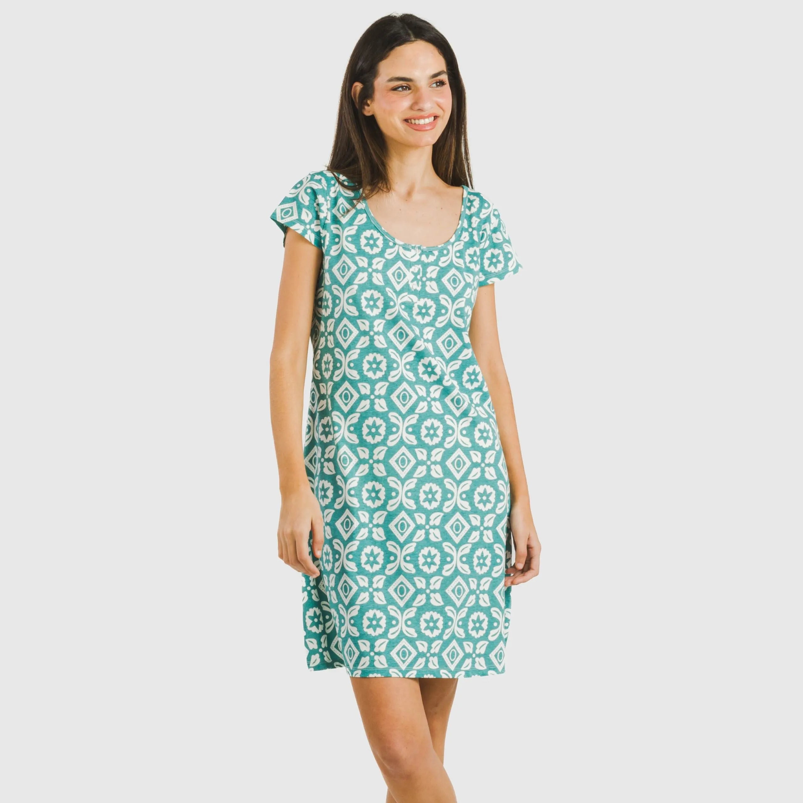 Blusa Eugenia de algodão, azul-turquesa