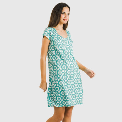 Blusa Eugenia de algodão, azul-turquesa