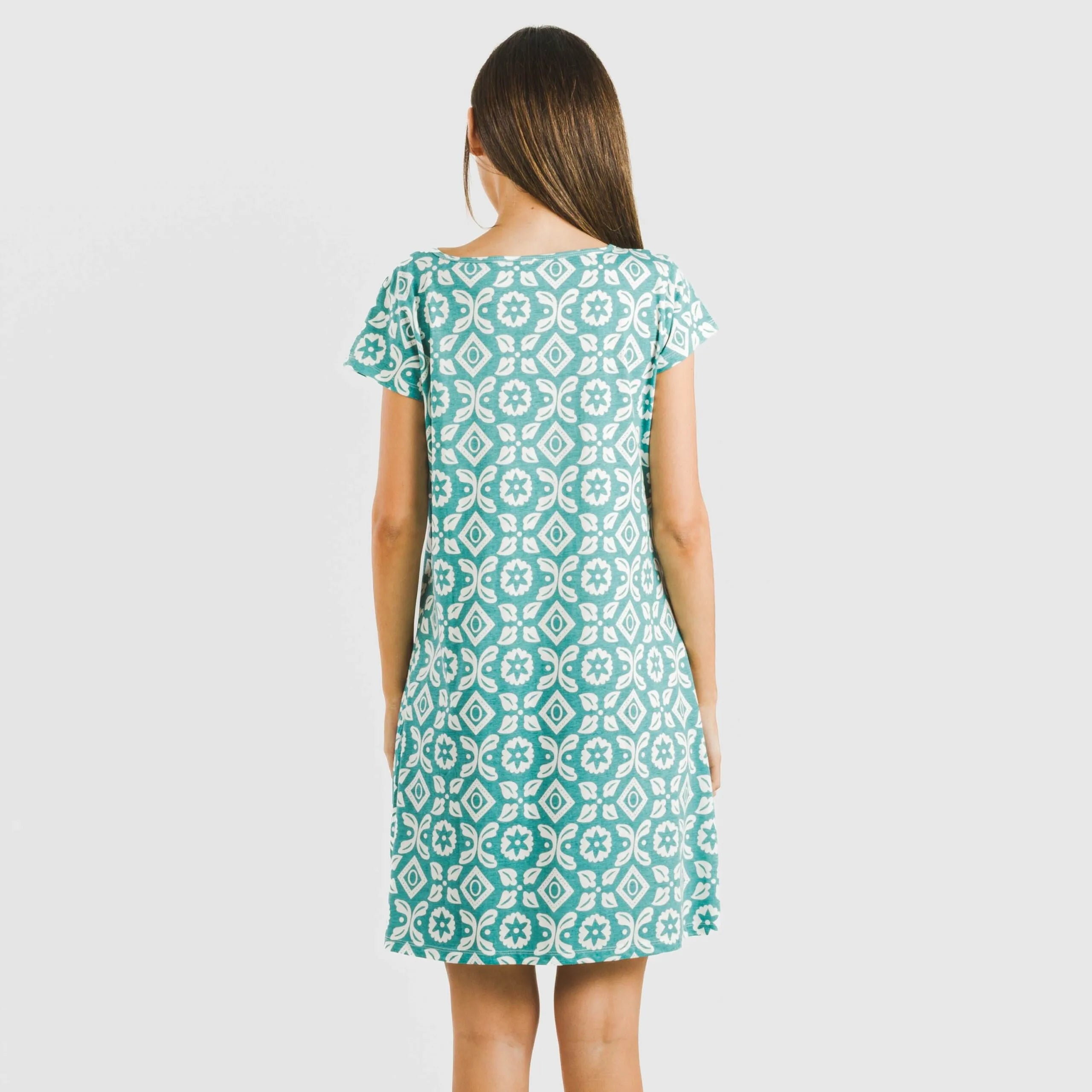 Blusa Eugenia de algodão, azul-turquesa