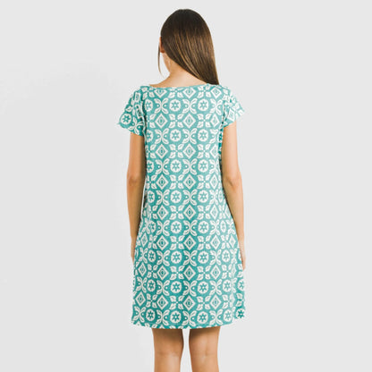 Blusa Eugenia de algodão, azul-turquesa