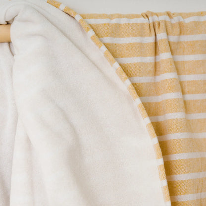 Conjunto de toalha pareô + bolsa de algodão listrada