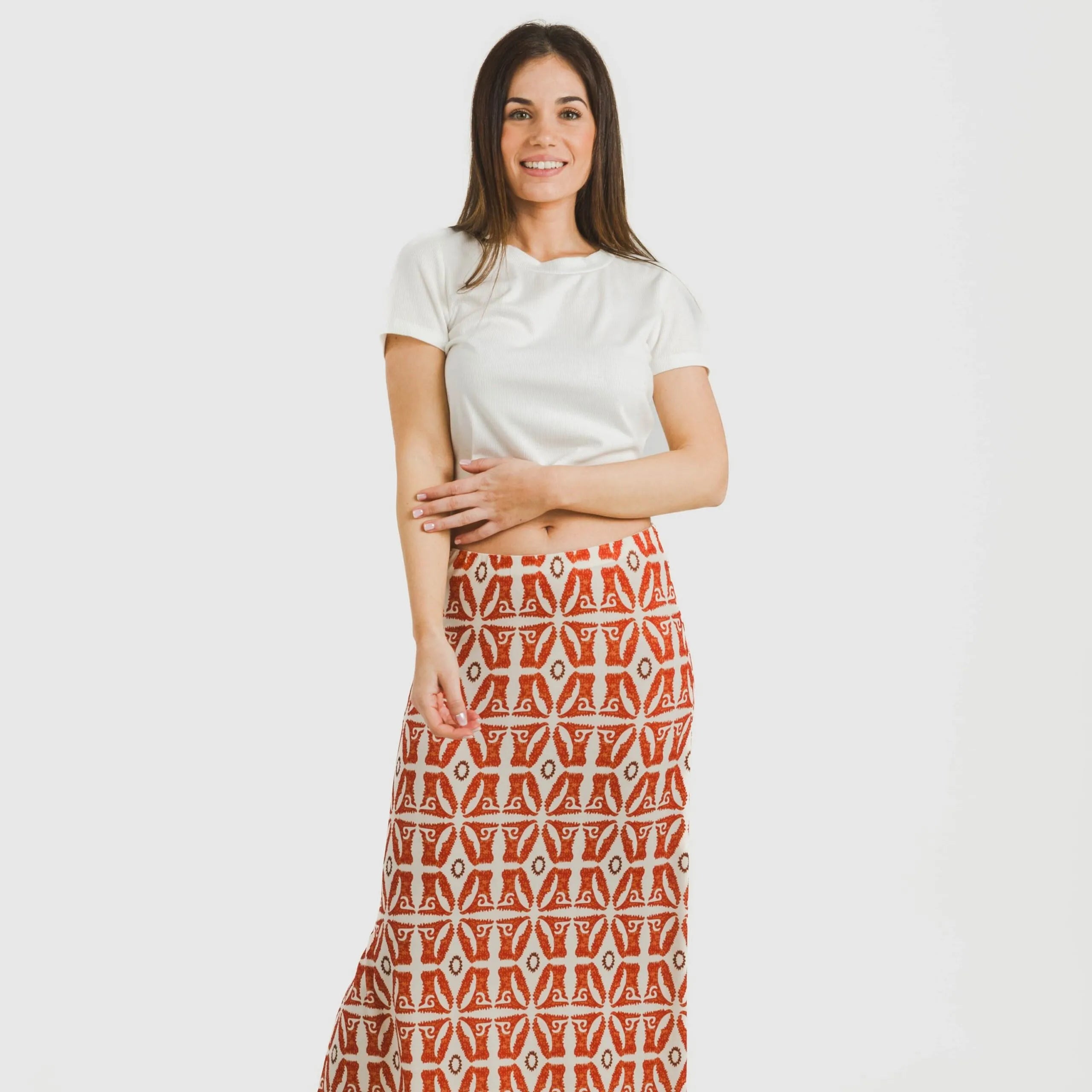 Falda midi soft Catania teja