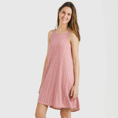 Vestido corto tirantes crepe Dulcinea marsala