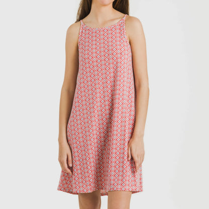 Vestido corto tirantes crepe Dulcinea marsala