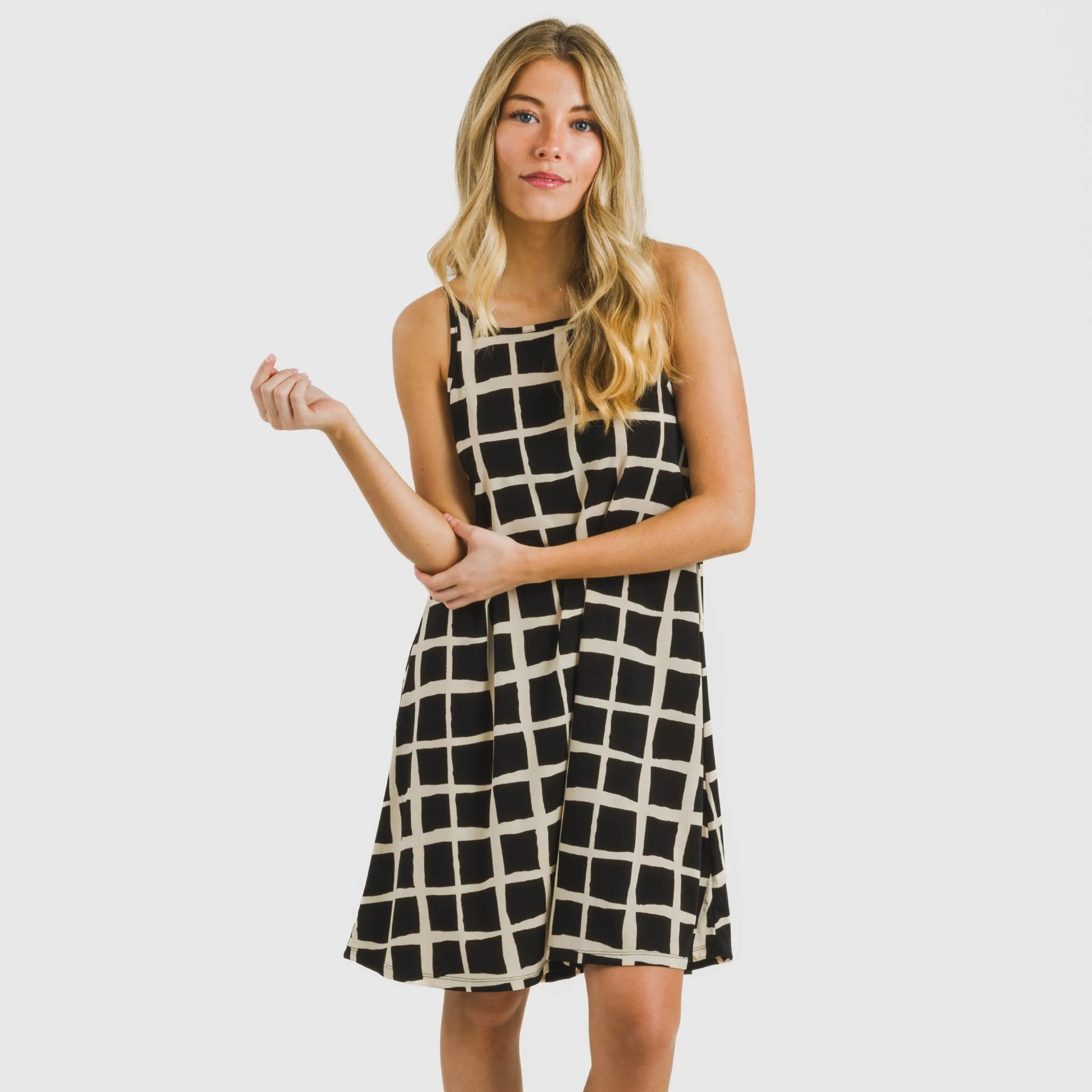 Vestido curto tomara que caia Naroa em crepe bege - preto