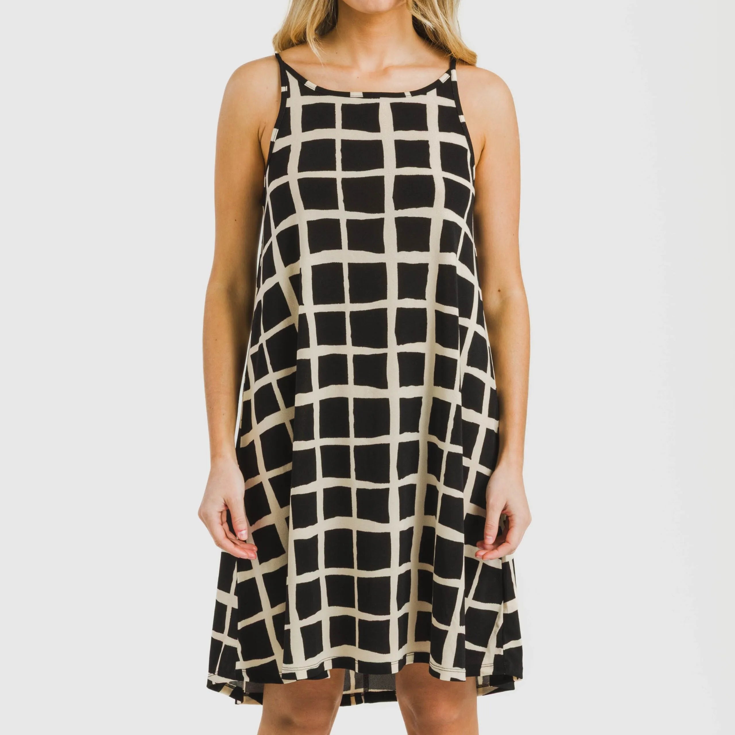 Vestido curto tomara que caia Naroa em crepe bege - preto