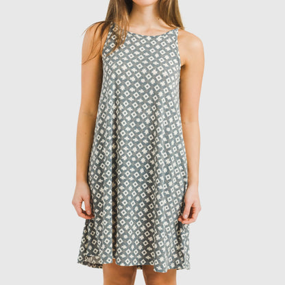 Vestido curto Narciso em crepe índigo com alças