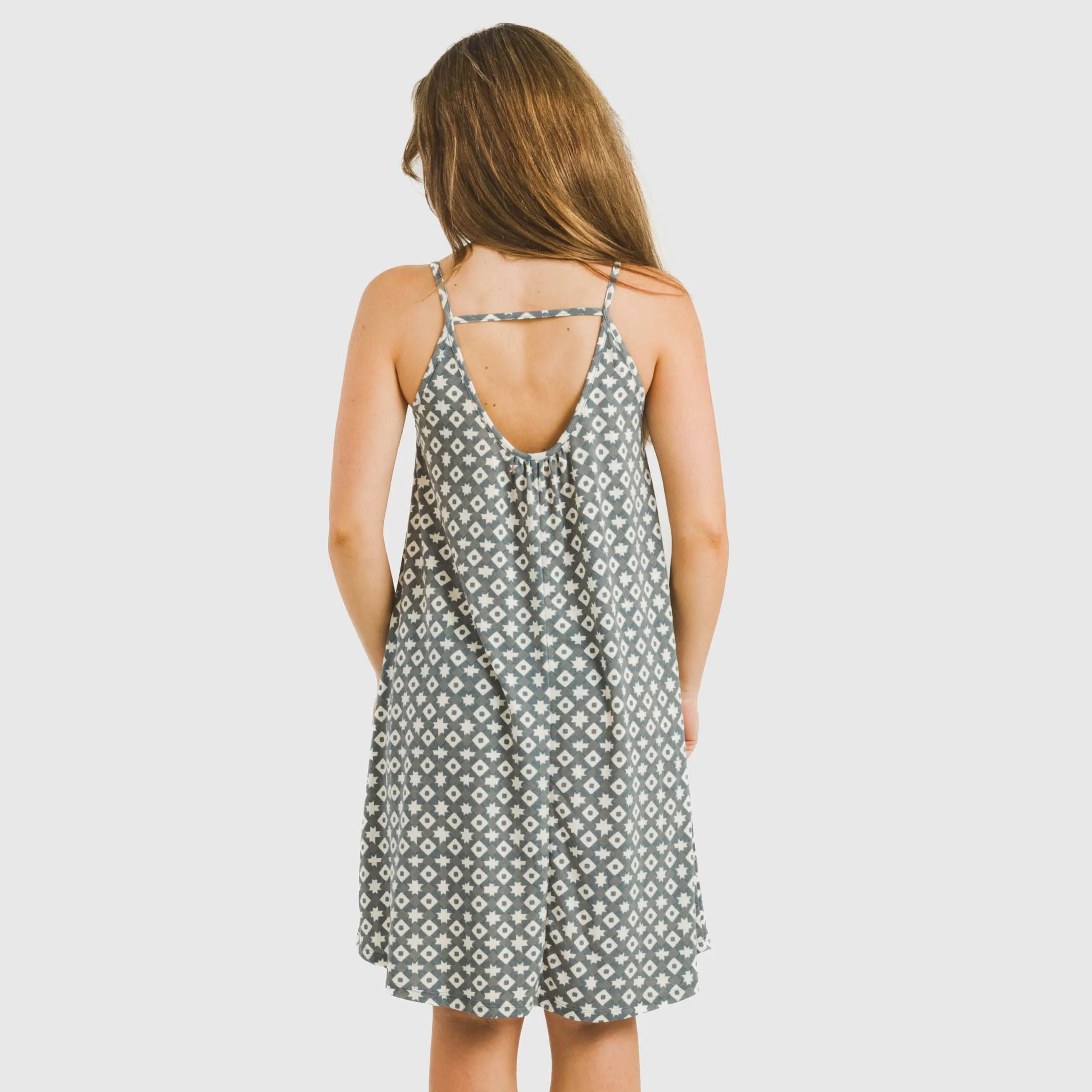 Vestido curto Narciso em crepe índigo com alças