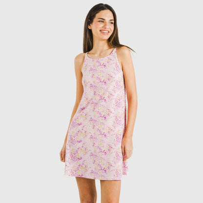 Vestido curto sem alças Aruna em crepe cor malva