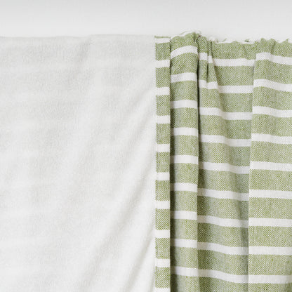 Conjunto de toalha pareô + bolsa de algodão listrada