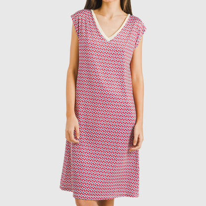 Vestido curto Arizona em tom borgonha, com mangas fluidas e macias.