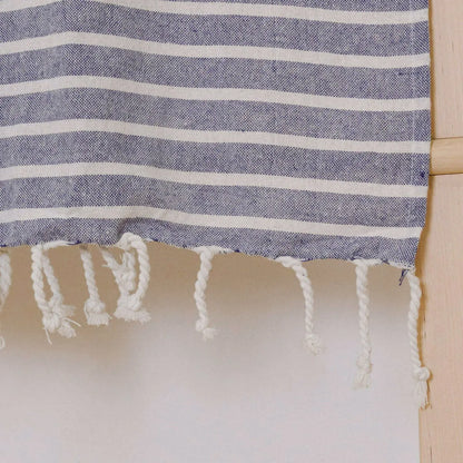 Conjunto de toalha pareô + bolsa de algodão listrada