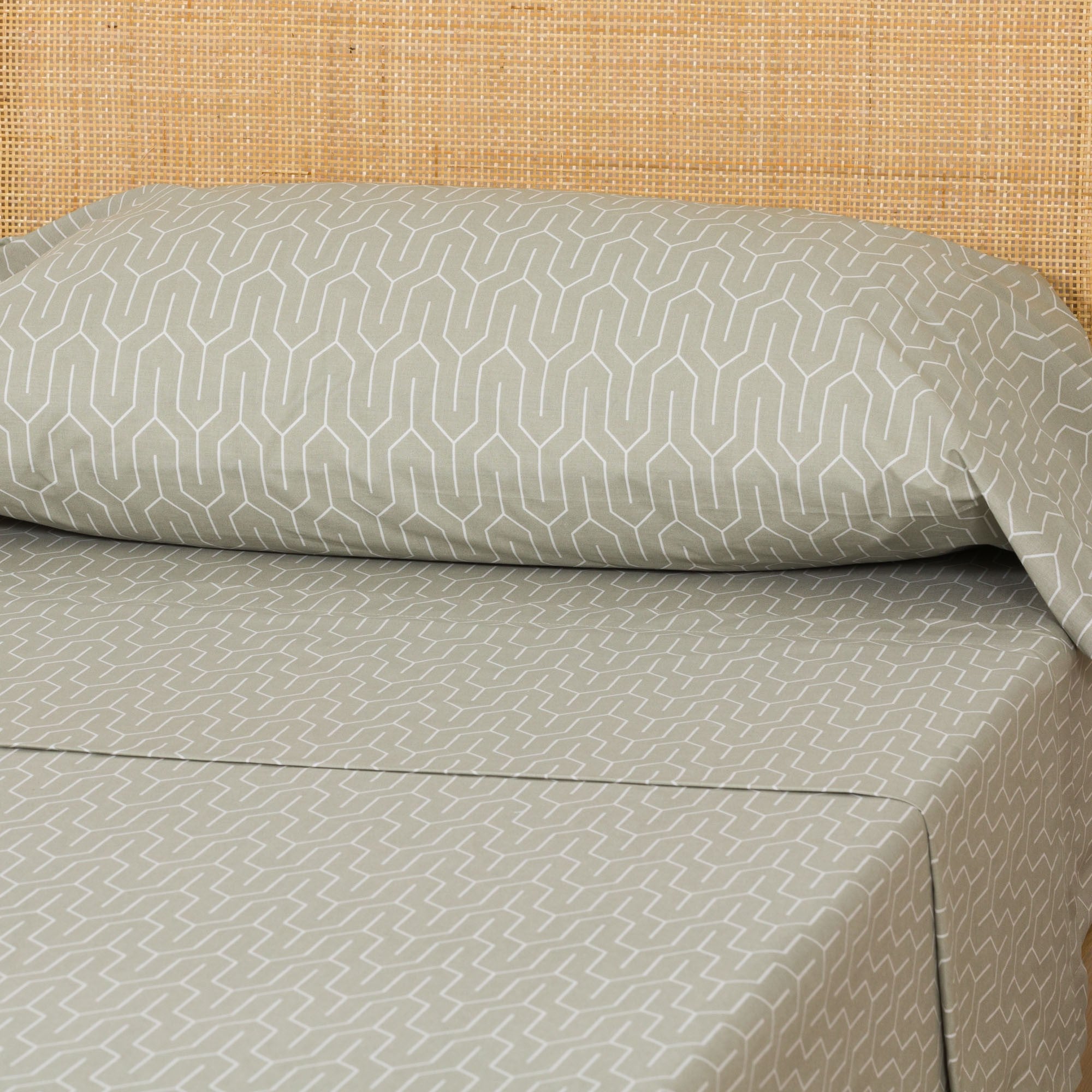 Juego de sábanas algodón percal Yolanda verde