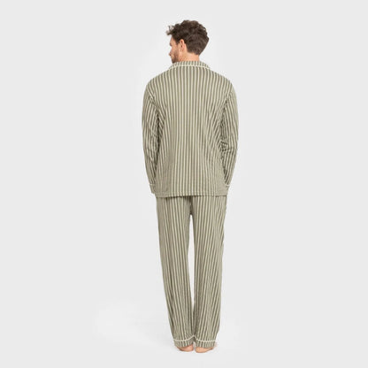 Pijama masculino longo de algodão estilo camisa, modelo caça John Green