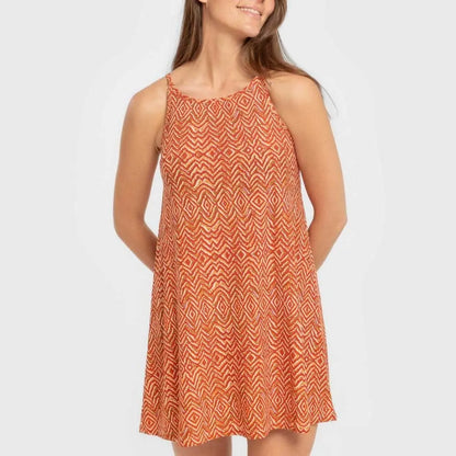 Vestido curto Silda em crepe com alças, cor azulejo