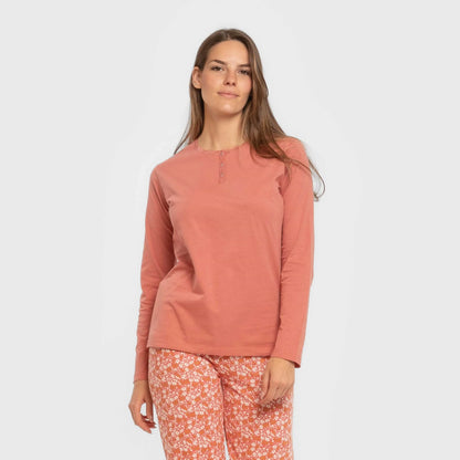 Pijama longo de algodão Mesalia Marsala