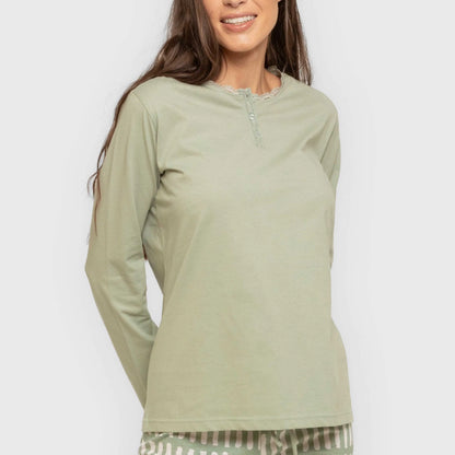 Pijama largo algodón Lemonade verde keike