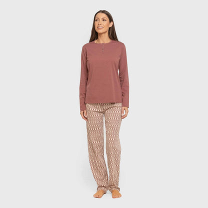 Pijama largo algodón Eucalipto malva rosa