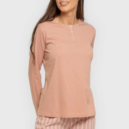 Pijama largo algodón Raya Marsella rosa keike