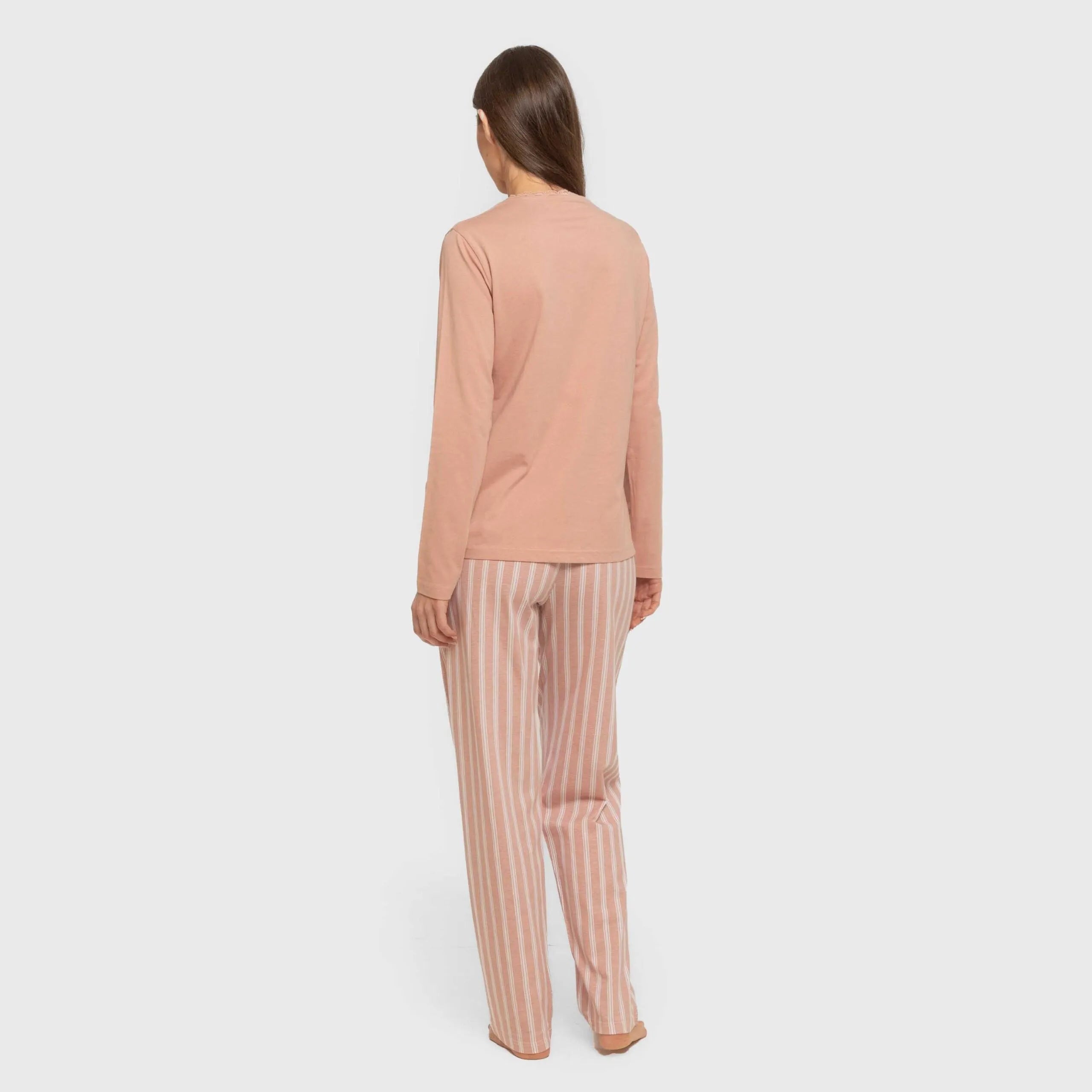 Pijama largo algodón Raya Marsella rosa keike