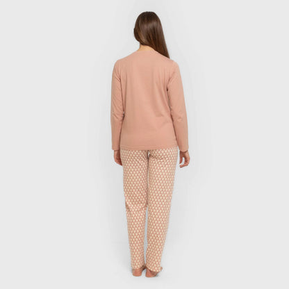 Dunia pijama longo de algodão rosa keike