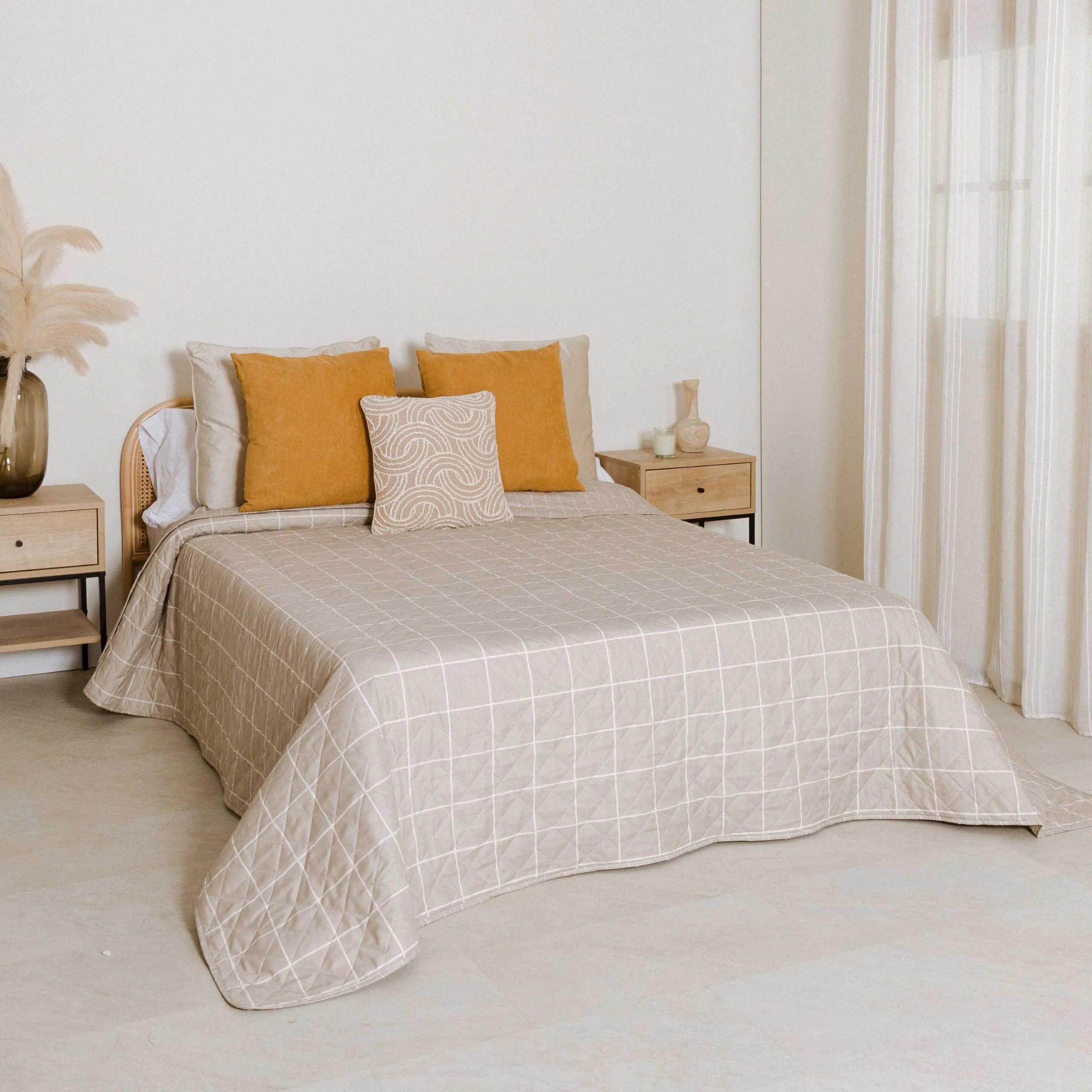 Colcha xadrez de areia Uceda