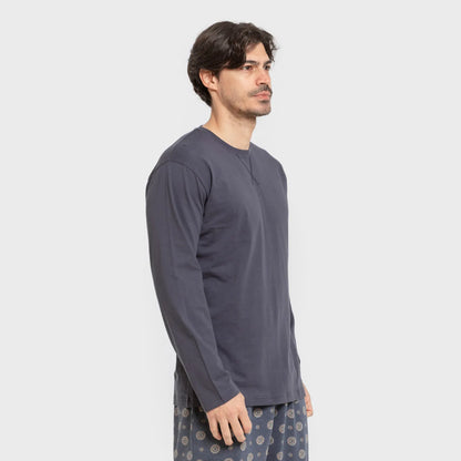 Pijama longo de algodão masculino Juanlu, azul