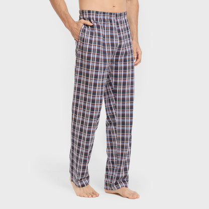 Pijama comprido masculino de algodão, estampa xadrez Edison na cor bordô.