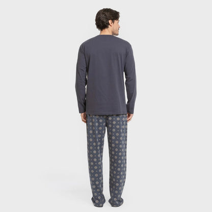 Pijama longo de algodão masculino Juanlu, azul