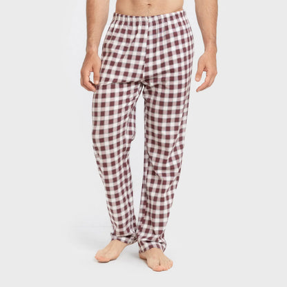 Pijama comprido masculino de algodão, modelo Gustavo xadrez bordô