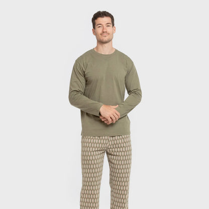 Pijama comprido masculino Arpani, verde, em algodão.