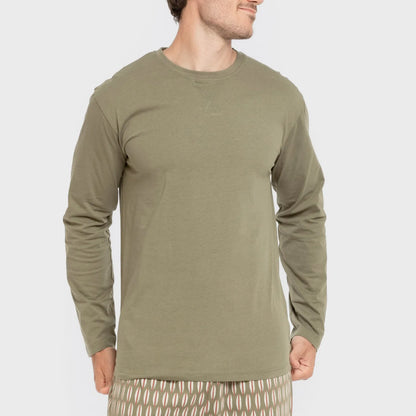 Pijama comprido masculino Arpani, verde, em algodão.