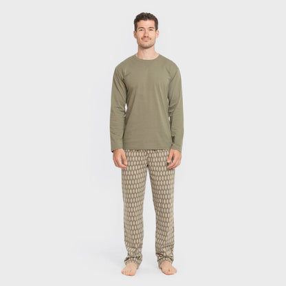 Pijama comprido masculino Arpani, verde, em algodão.