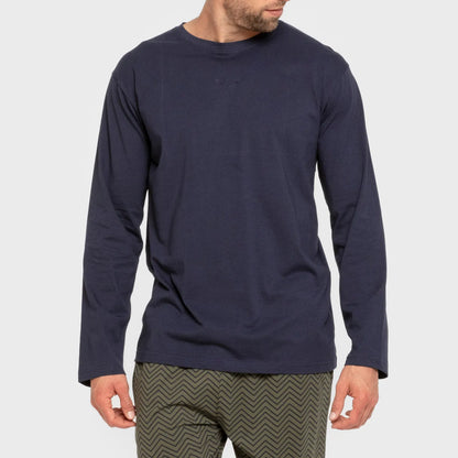 Pijama comprido masculino Miquelle em algodão, verde-caça