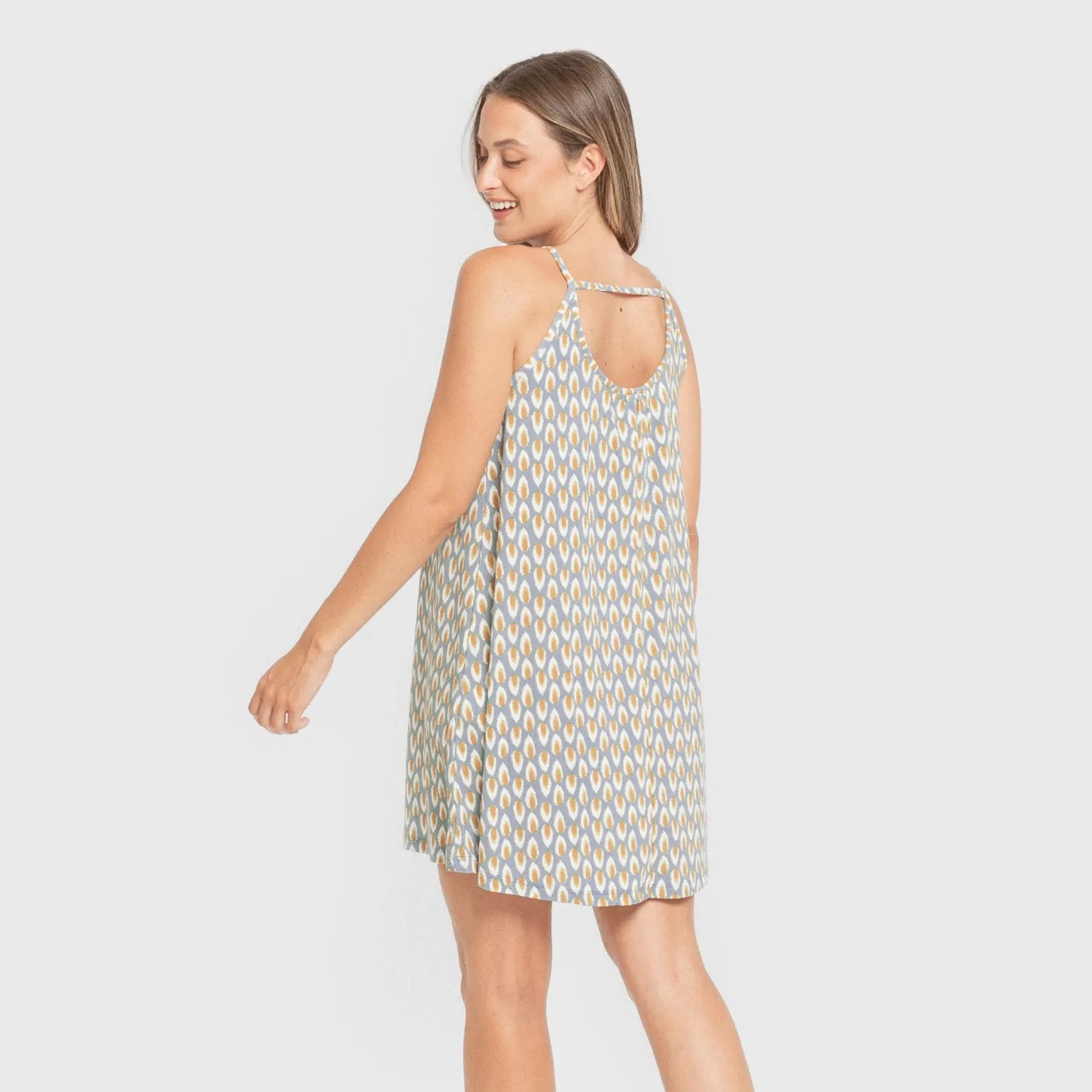 Vestido corto tirantes crepe Zac agua marina