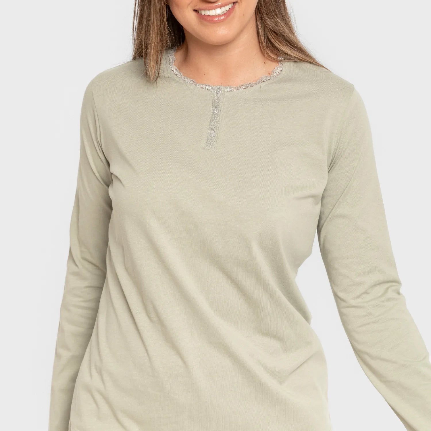 Pijama largo algodón Tebas verde cacería