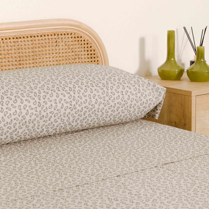 Juego de sábanas algodón Chili verde seco - topo