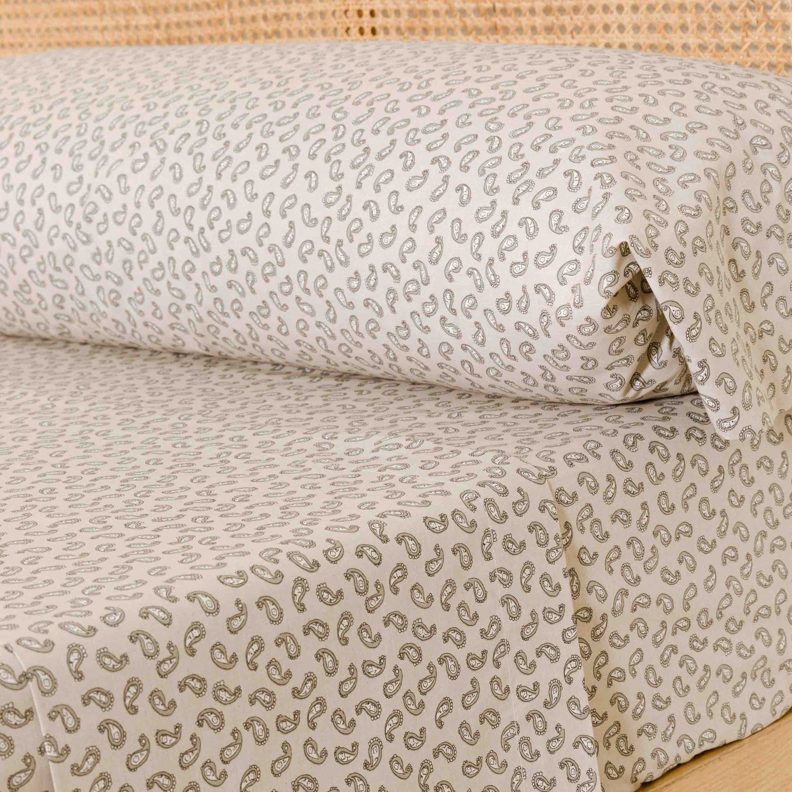 Juego de sábanas algodón Chili verde seco - topo