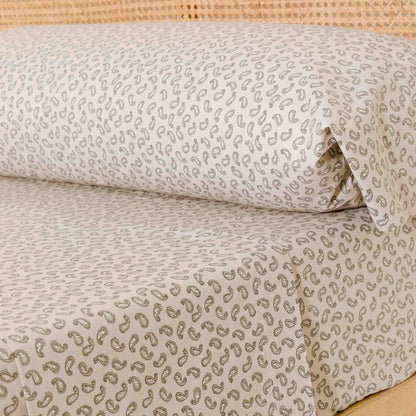 Juego de sábanas algodón Chili verde seco - topo