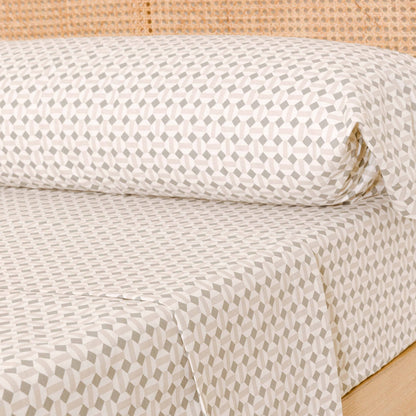 Jogo de lençóis Enrieta em algodão verde seco - cor taupe