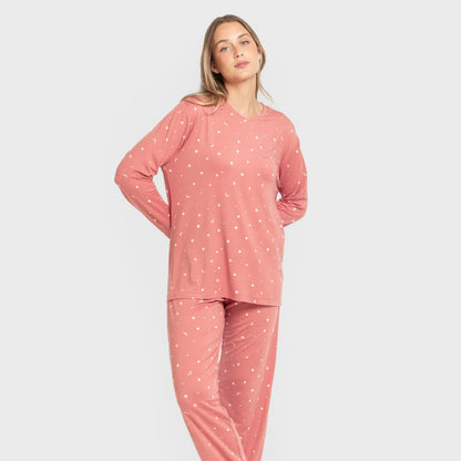 Pijama longo feminino macio Amber Marsala