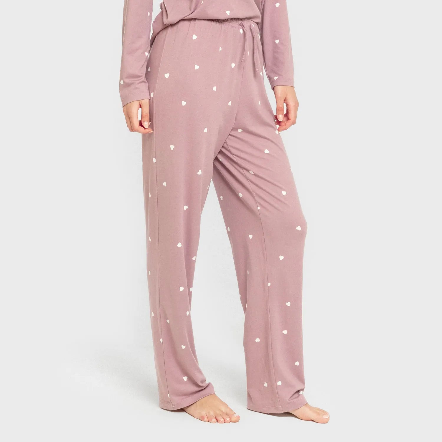 Pijama longo feminino Choer, macio, cor berinjela, seco