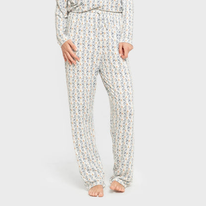 Pijama comprido feminino macio Eloina azul-turquesa